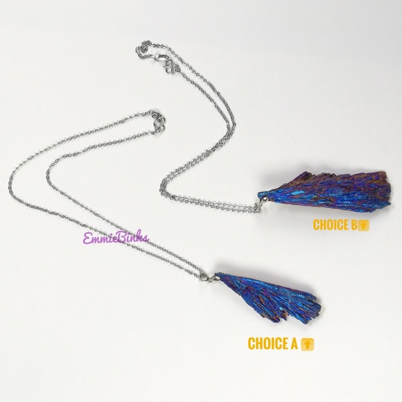 New Amazing Raw Tourmaline Crystal Chunk Platinum Plated Pendant Necklace - Picture 14 of 16